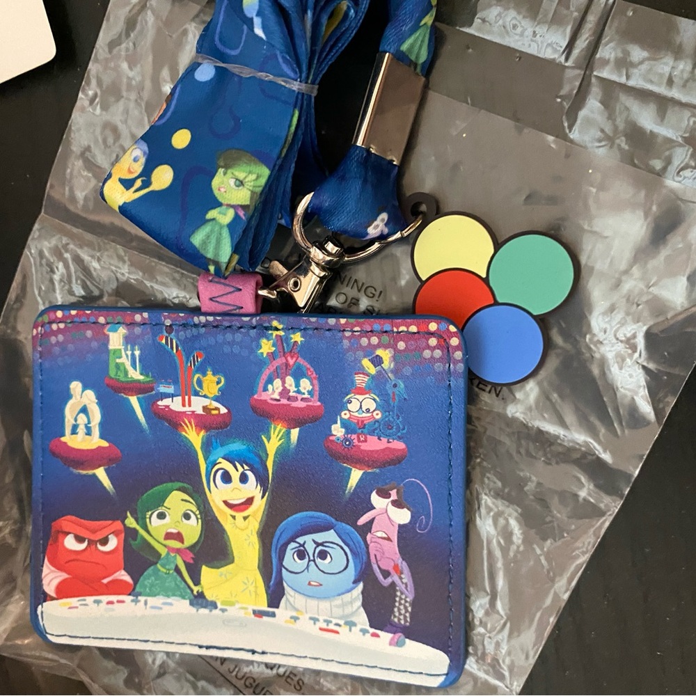 Inside Out Loungefly lanyard and card holder